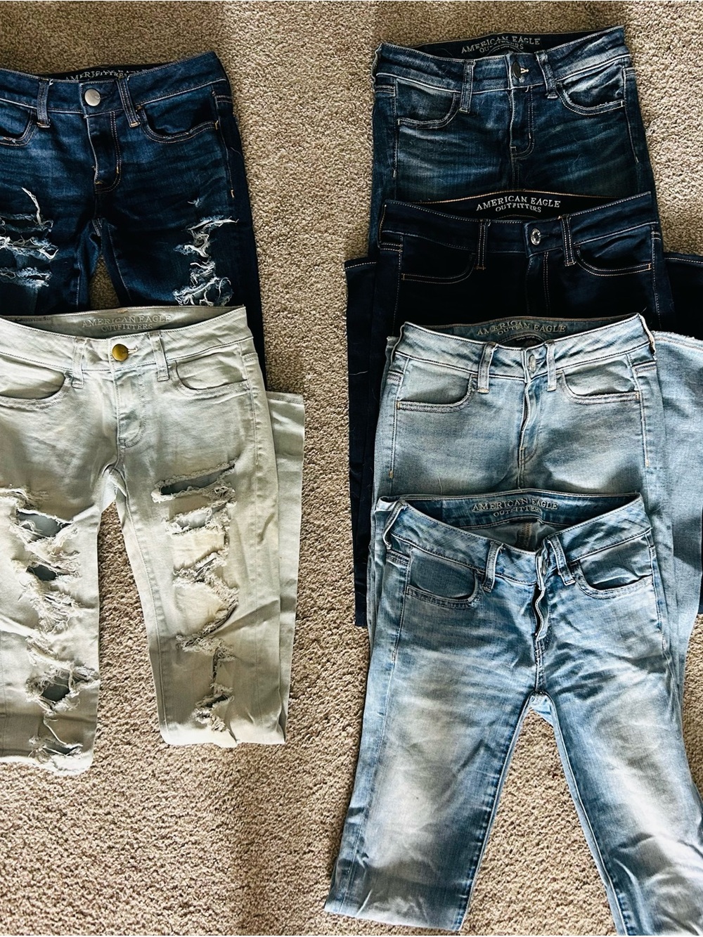 14 pairs of Abercrombie & Fitch, AE, and Refuge  Women’s Skinny Jeans -